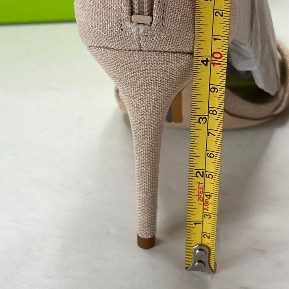 Sam Edelman Gillie Linen Beaded Shell Ankle Strap Heel Sand Heels Women 8M NWB - Picture 8 of 11